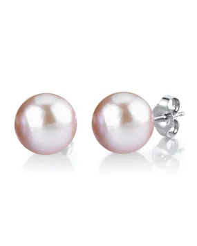 10mm Pink Freshwater Round Pearl Stud Earrings