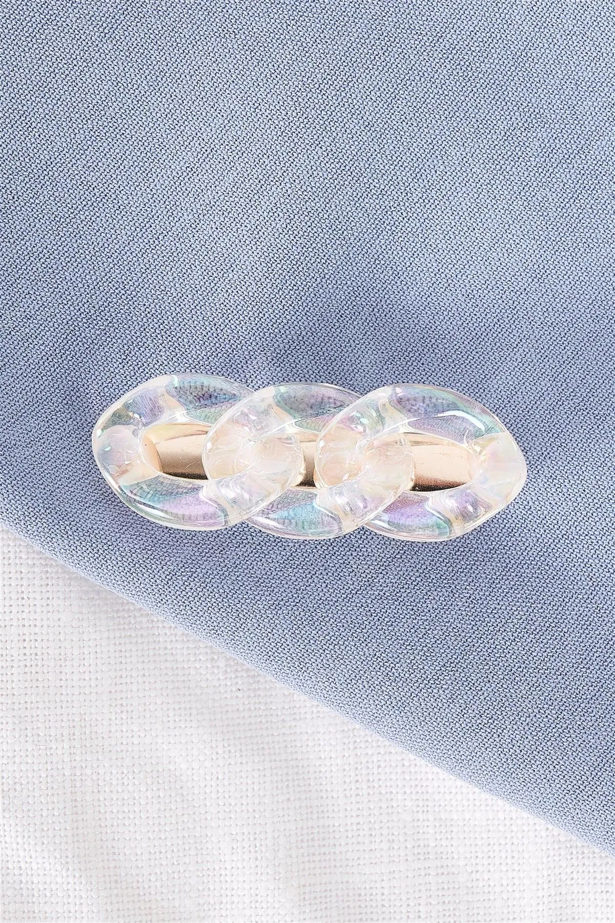 3pcs Clear Iridescent Chain Link Alligator Hair Clip