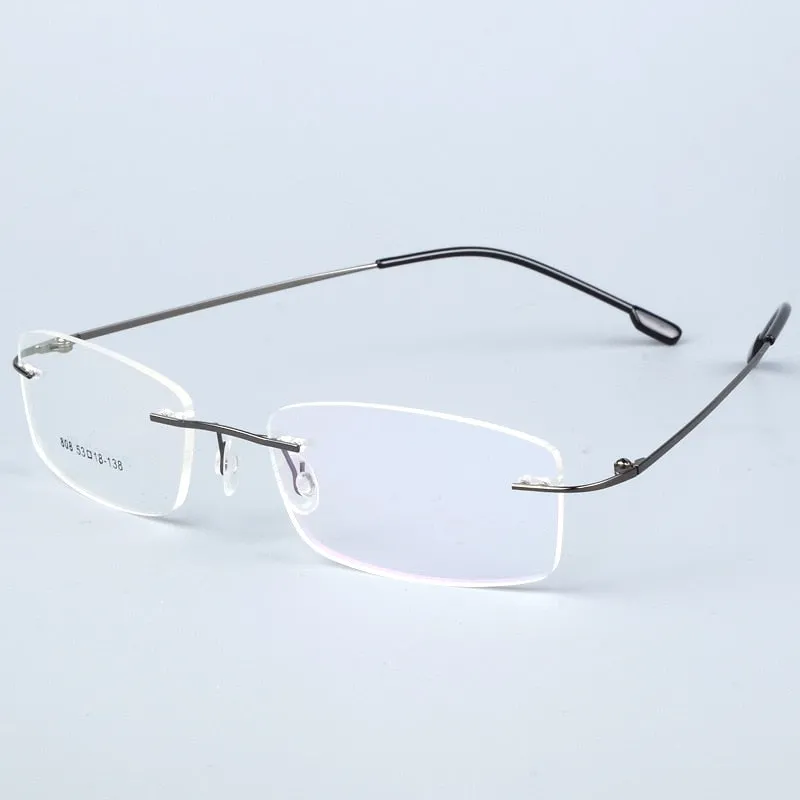 BCLEAR Titanium Alloy Rimless Glasses Frame Men Ultralight Prescription Myopia Optical Eyeglasses Male Frameless Eyewear 6 color