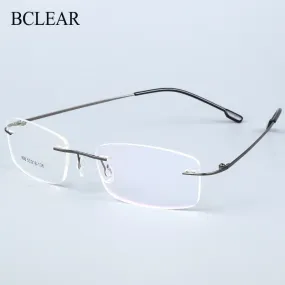 BCLEAR Titanium Alloy Rimless Glasses Frame Men Ultralight Prescription Myopia Optical Eyeglasses Male Frameless Eyewear 6 color