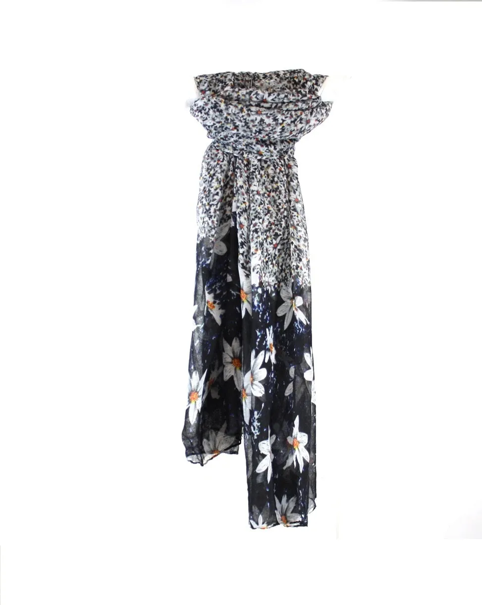 Black Floral Scarves