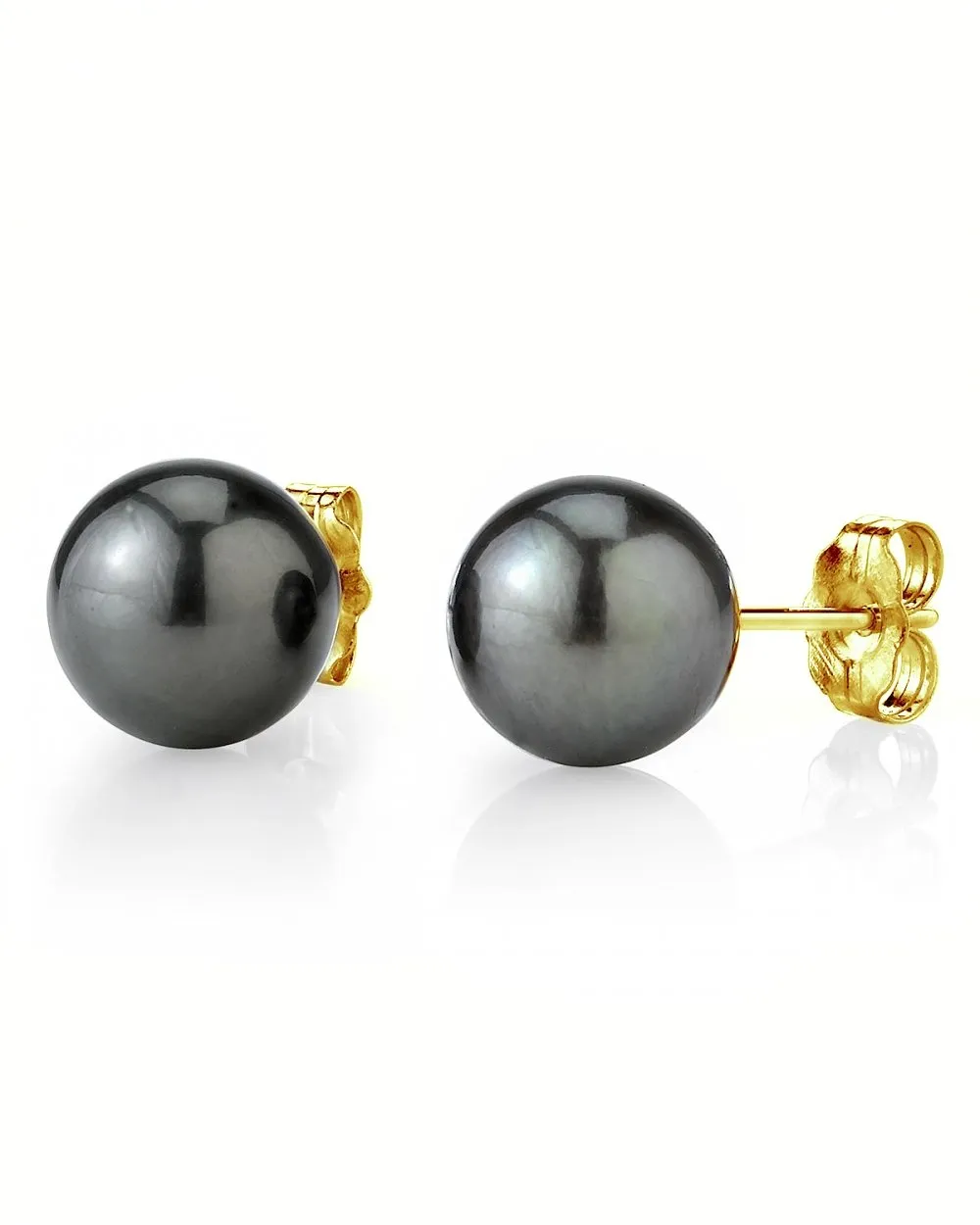 Black Tahitian Pearl Stud Earrings, 10.0-11.0mm