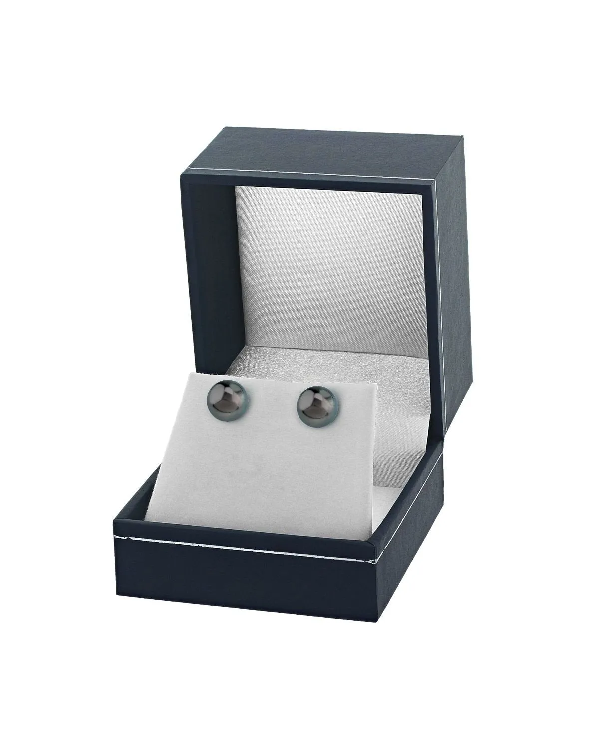 Black Tahitian Pearl Stud Earrings - Silver Overtone