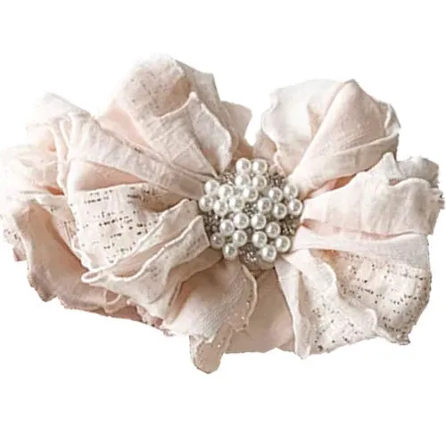 Blush Gold Shimmer Pearl Ruffled Headband