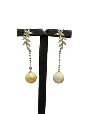 CHAMPAGNE SOUTH SEA PEARL DANGLING EARRINGS