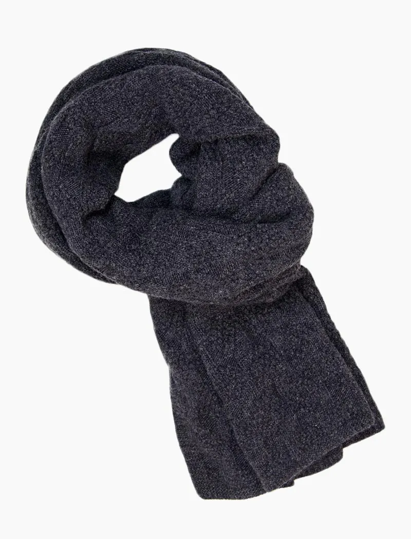 Charcoal Rhombus Knitted Wool & Cashmere Scarf