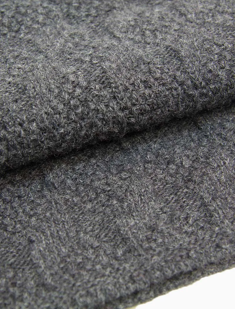 Charcoal Rhombus Knitted Wool & Cashmere Scarf