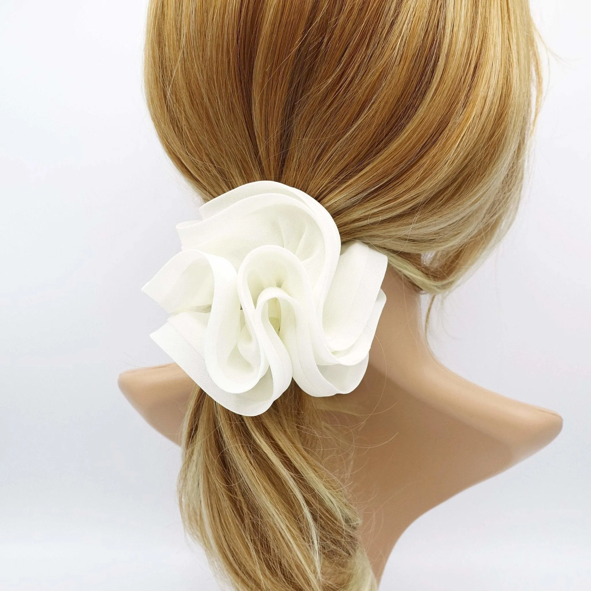 chiffon double edge scrunchies solid color hair tie women hair accessories