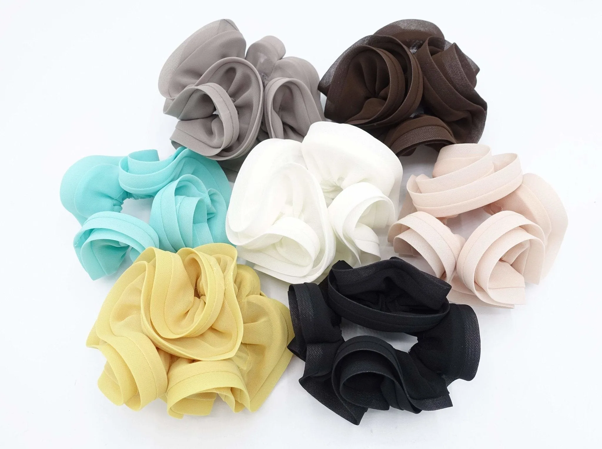 chiffon double edge scrunchies solid color hair tie women hair accessories