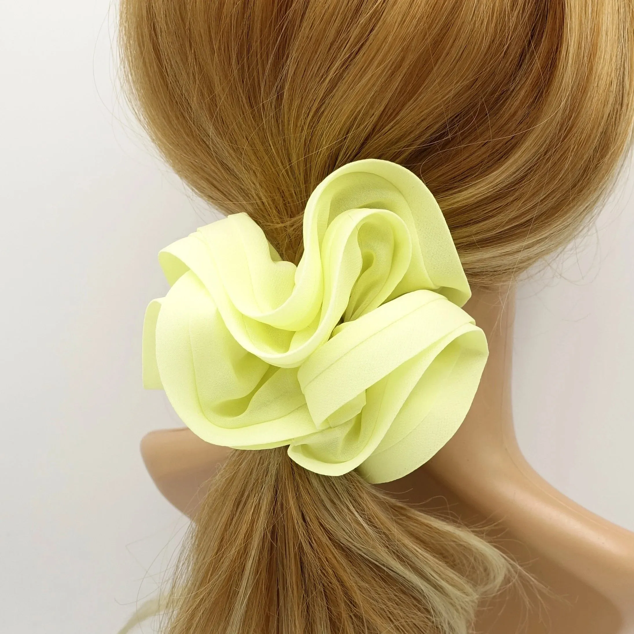 chiffon double edge scrunchies solid color hair tie women hair accessories