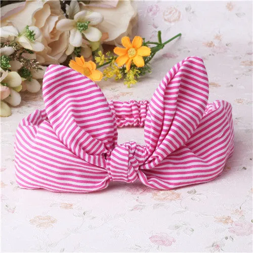 Children Hair Accessories Lovely Bunny Ear Baby Headbands Elastic Fashion Soft Toddler scrunchy Bow Knot Girls Headband