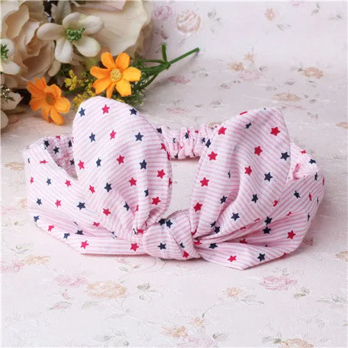 Children Hair Accessories Lovely Bunny Ear Baby Headbands Elastic Fashion Soft Toddler scrunchy Bow Knot Girls Headband