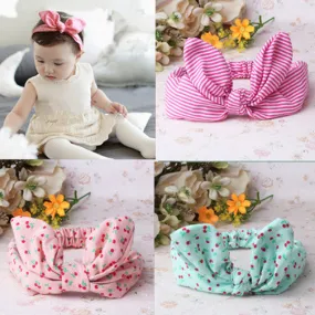 Children Hair Accessories Lovely Bunny Ear Baby Headbands Elastic Fashion Soft Toddler scrunchy Bow Knot Girls Headband