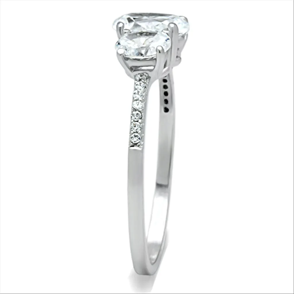 CJ049 Wholesale Women's 925 Sterling Silver Rhodium AAA Grade CZ Clear Three Stone Ring