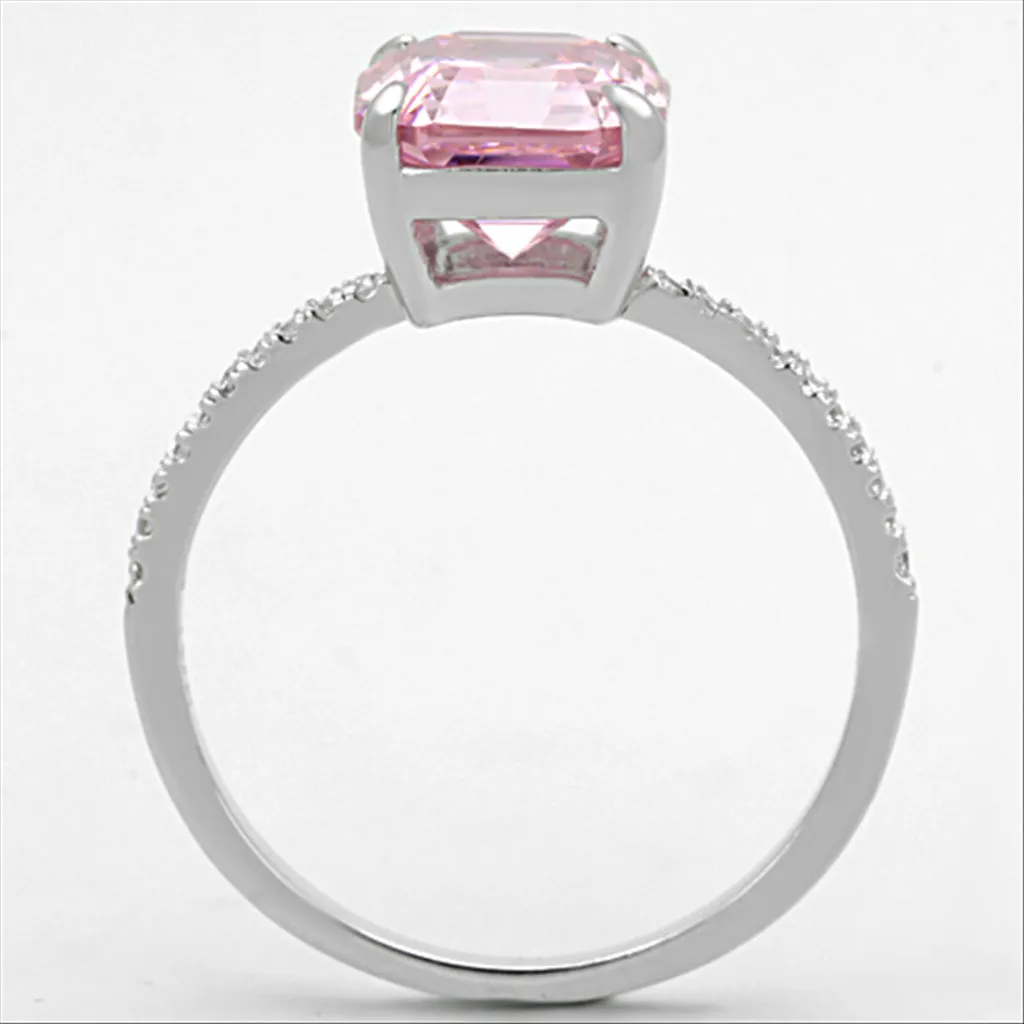 CJ179 Wholesale 925 Sterling Silver Rhodium Cubic Rose Square Ring