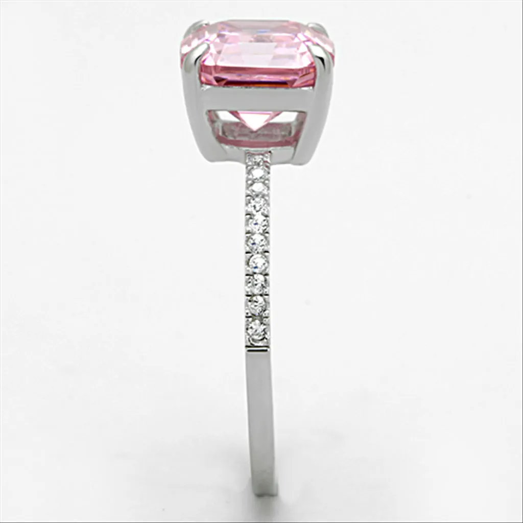 CJ179 Wholesale 925 Sterling Silver Rhodium Cubic Rose Square Ring