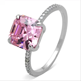 CJ179 Wholesale 925 Sterling Silver Rhodium Cubic Rose Square Ring