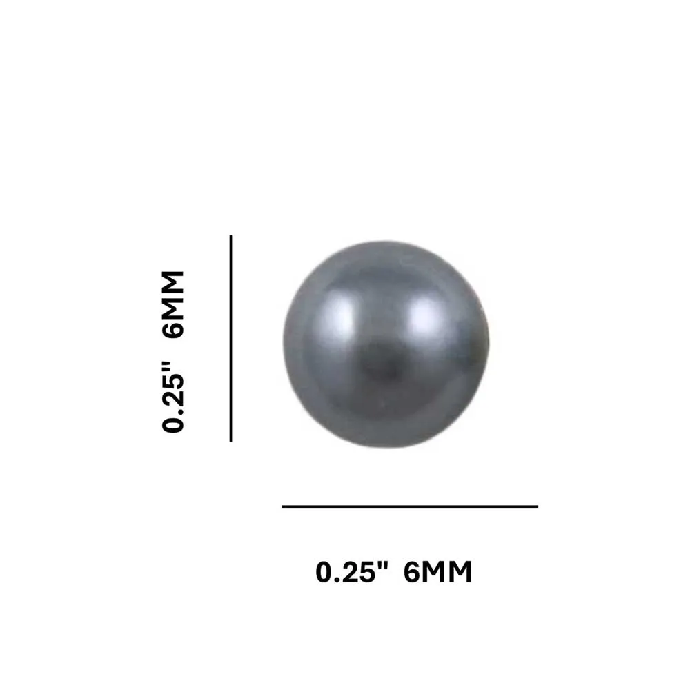 Classic 6MM Gray Pearl Stud Pierced Earring - PE501G