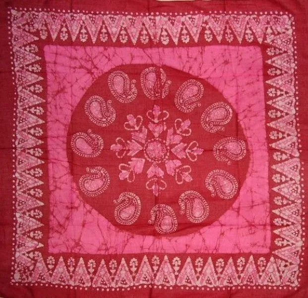 Cotton Batik Scarf Hanky Head Band 42 x 42 Pink