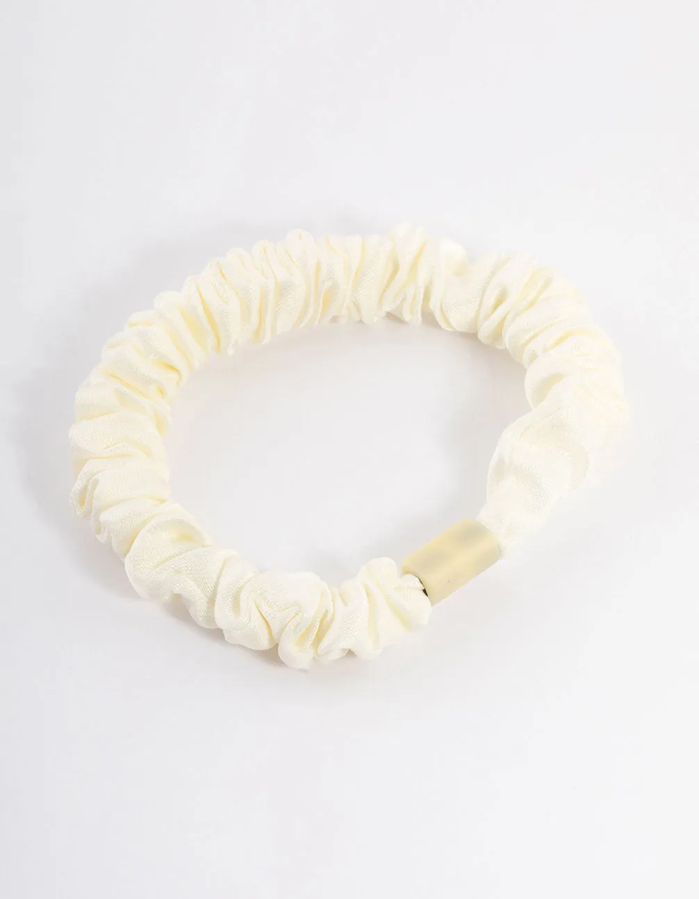 Cream Fabric Clamp Thin Scrunchie