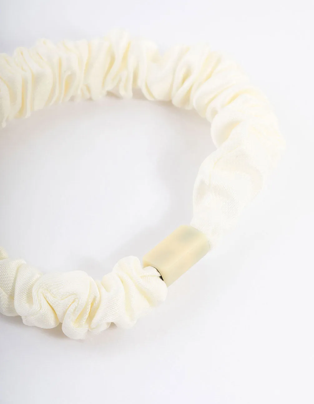 Cream Fabric Clamp Thin Scrunchie