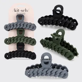 Eco-friendly Chain Claw Clip 3pc Set - Black Moss