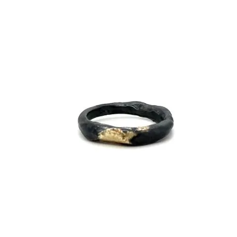 Element Ring in Oxidized Silver with 18k Gold Accents