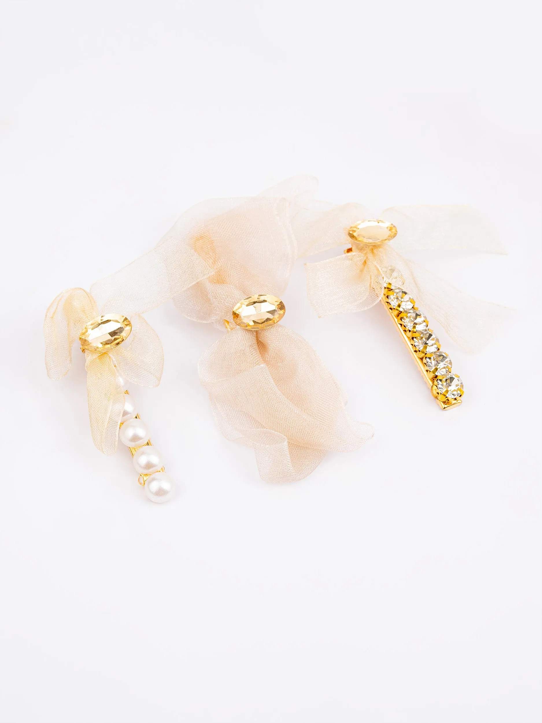 Embellished Organza Hair Clips