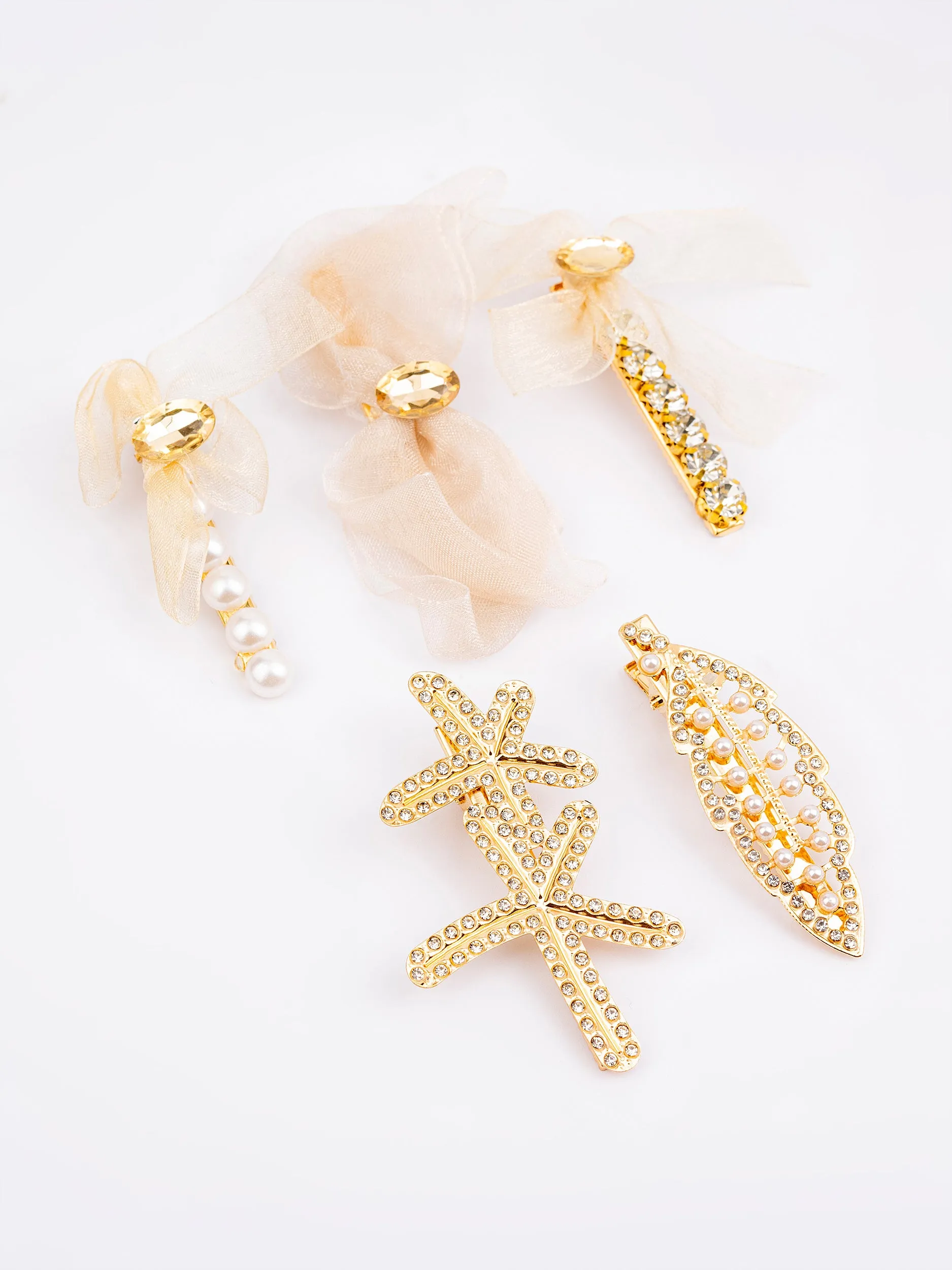 Embellished Organza Hair Clips