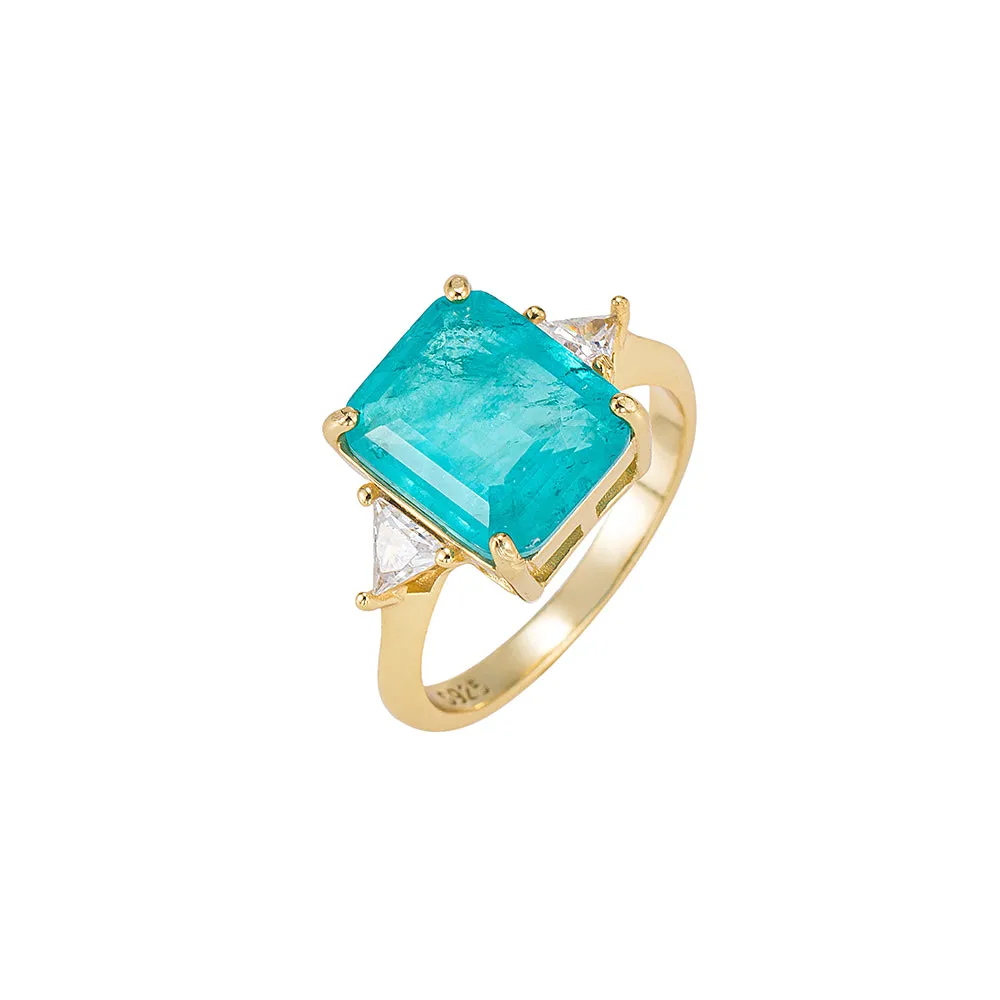 Emerald Cut Aqua Topaz Ring