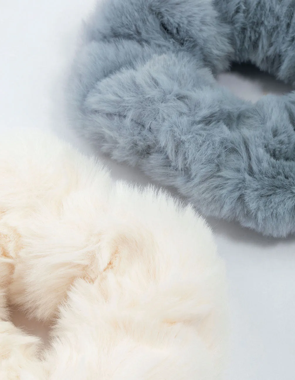 Fabric Faux Fur Scrunchie Pack