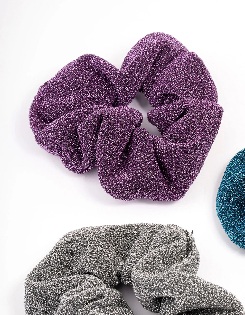 Fabric Glitter Hair Scrunchie 3-Pack