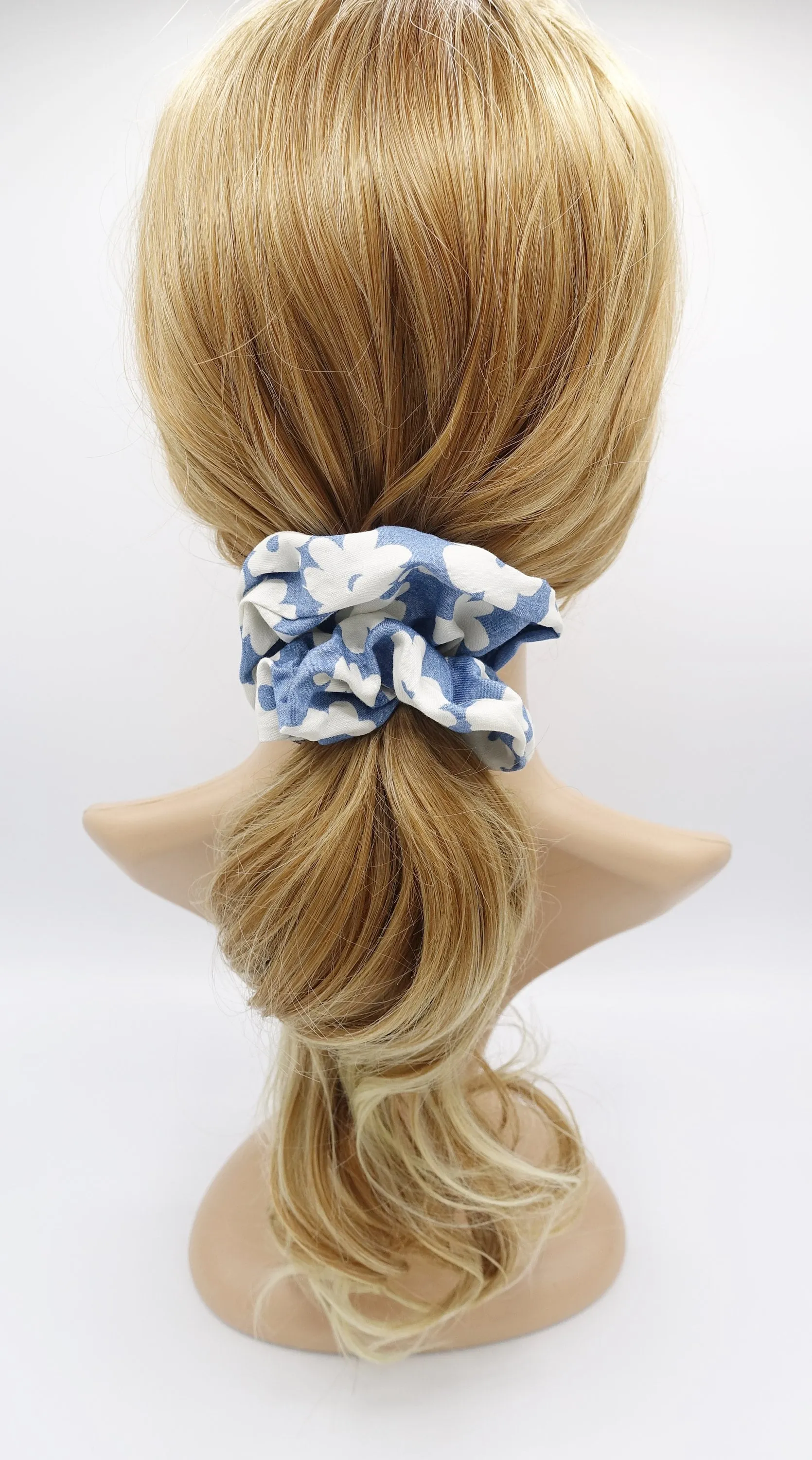 floral denim scrunchies