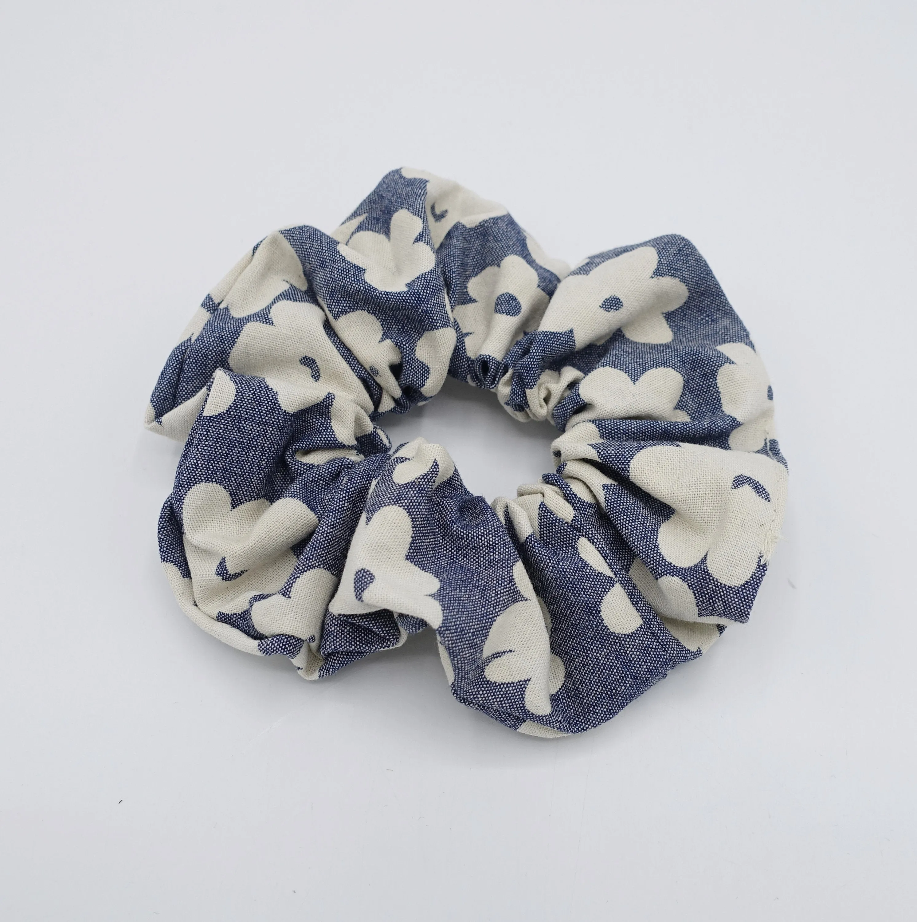 floral denim scrunchies