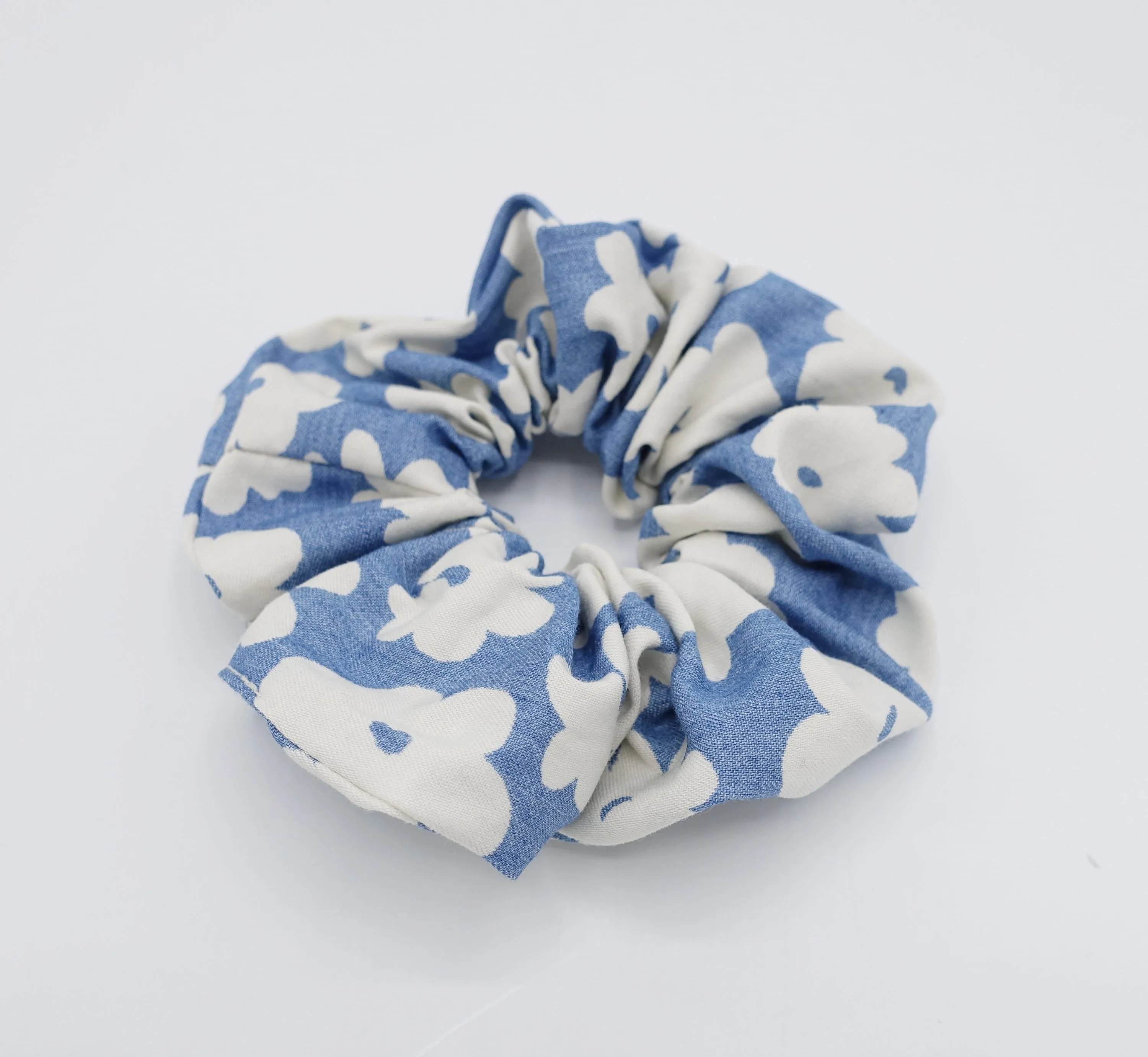 floral denim scrunchies