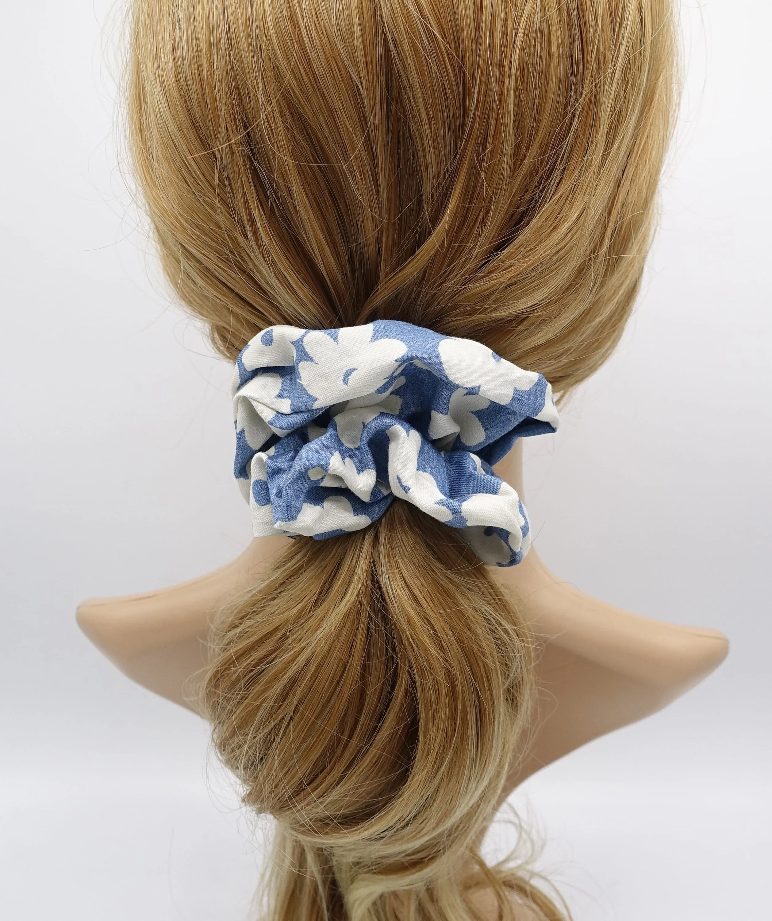 floral denim scrunchies