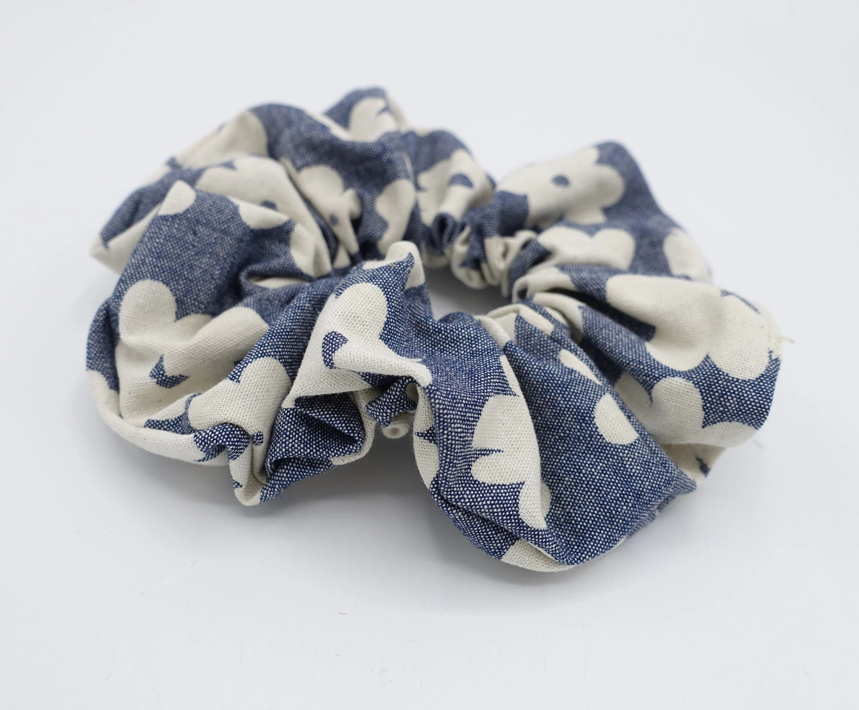 floral denim scrunchies