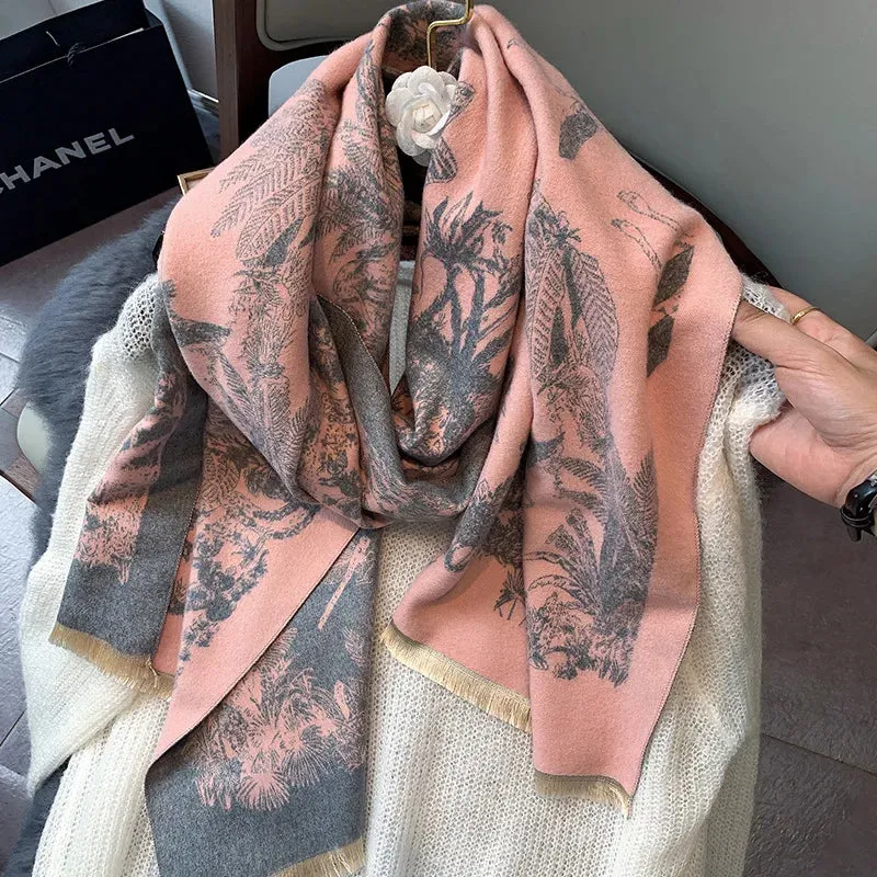 Floral Print Winter Scarf