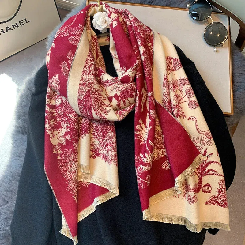 Floral Print Winter Scarf