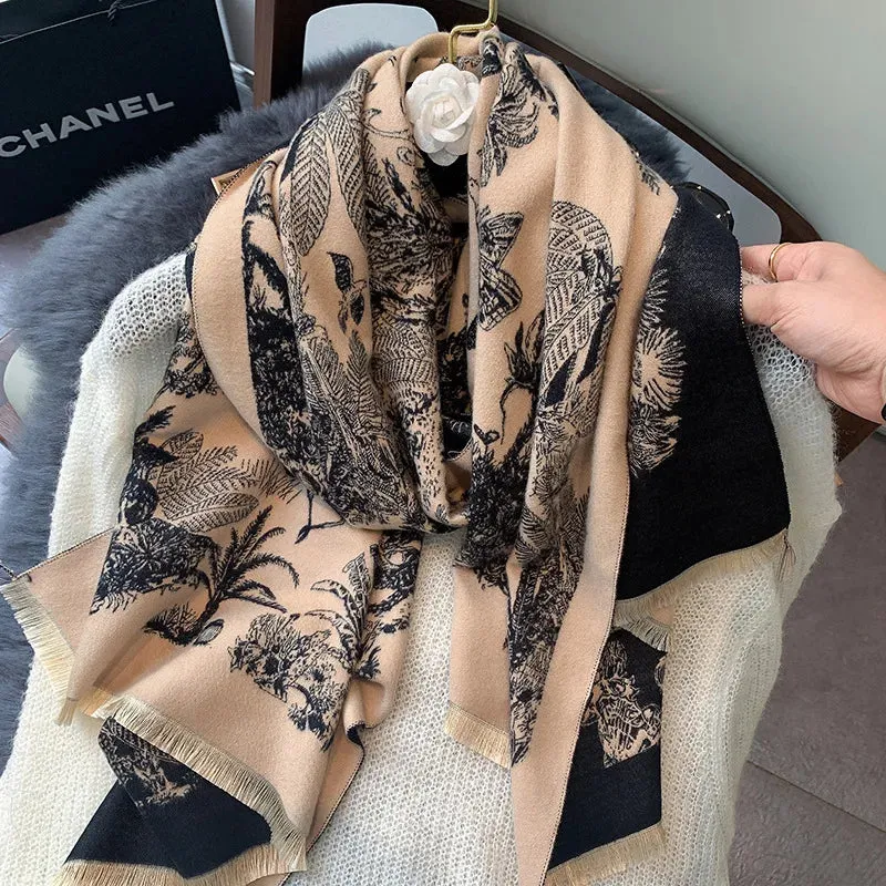 Floral Print Winter Scarf