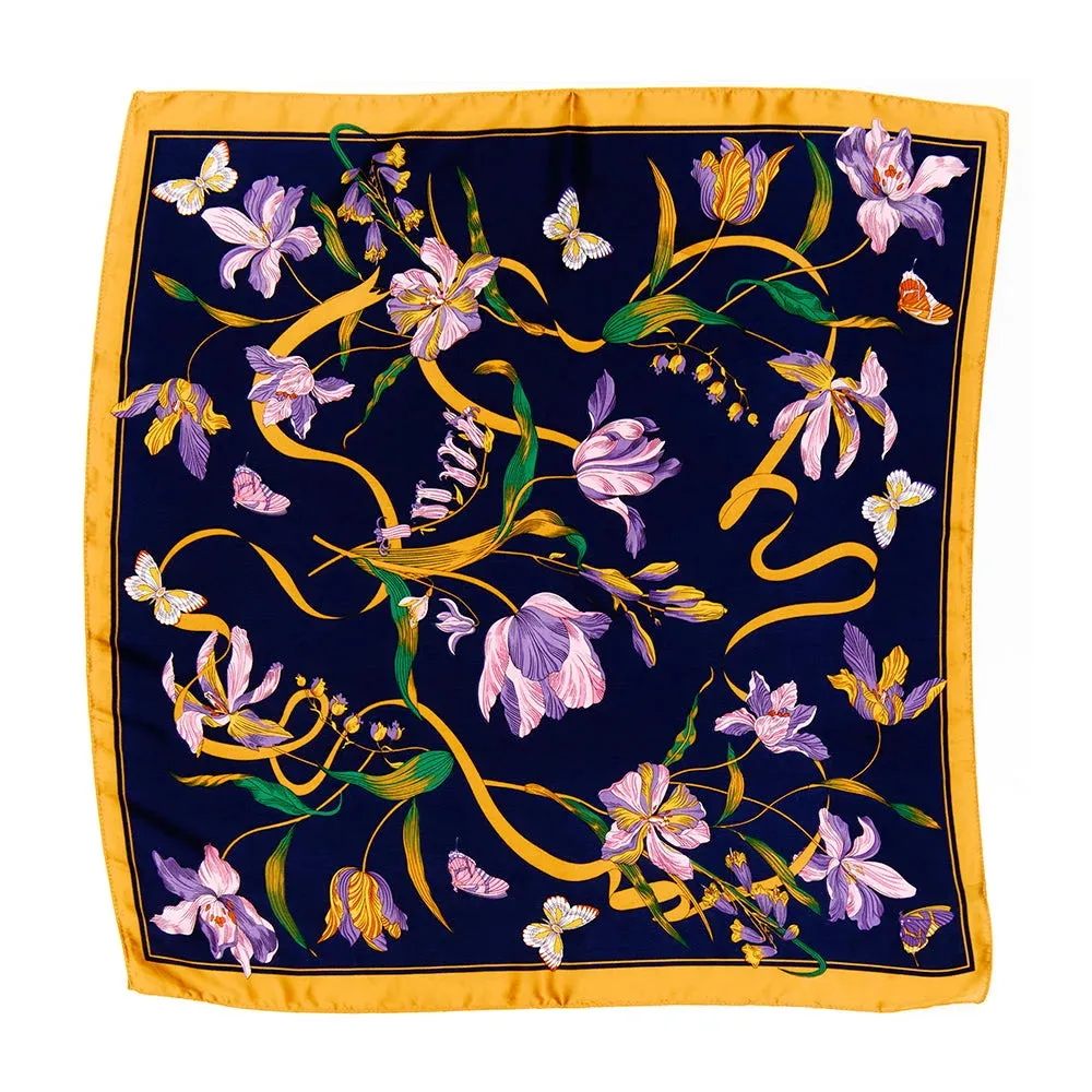 Floral Printed Silky Border Scarf Wrap