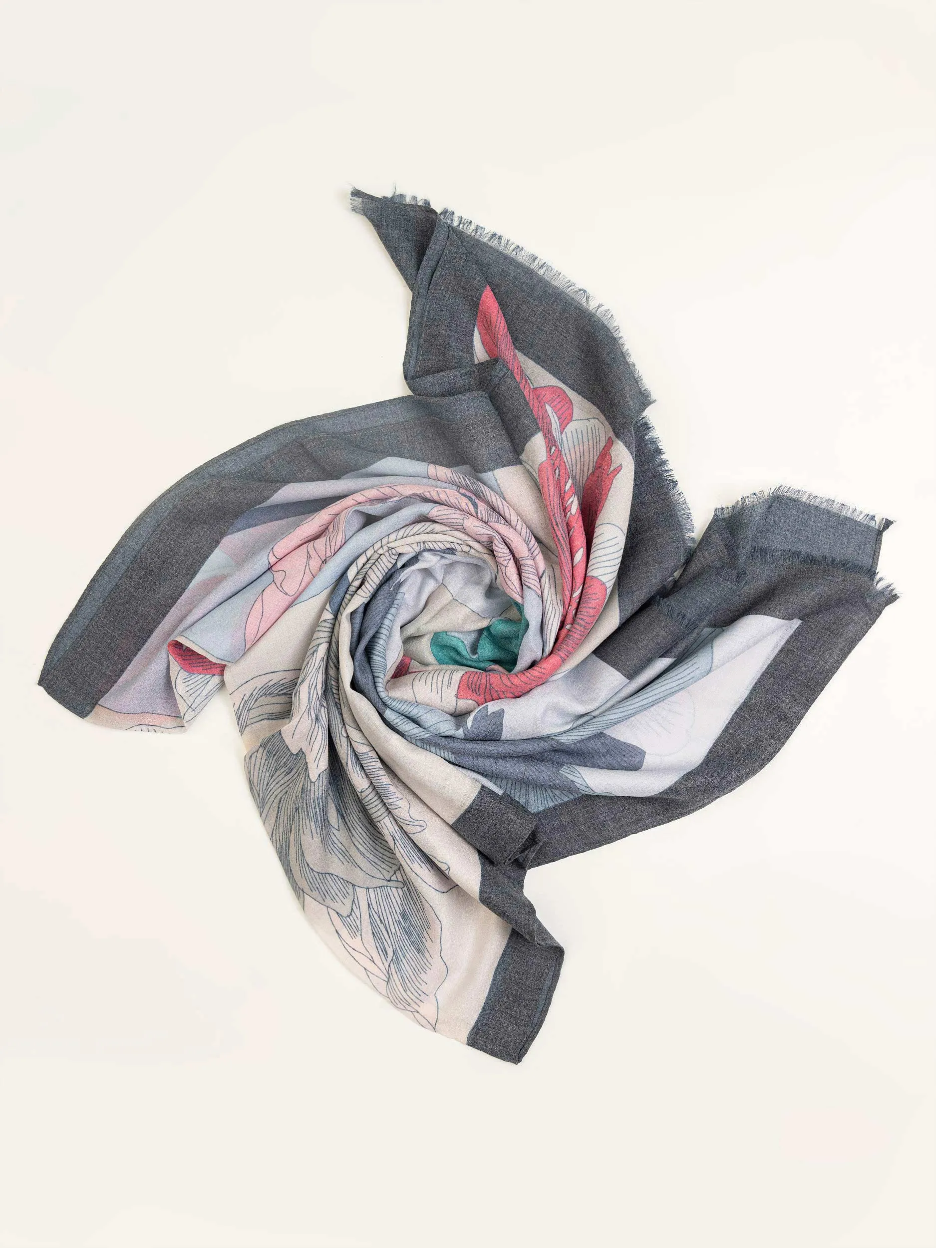 Floral Printed Viscose Scarf