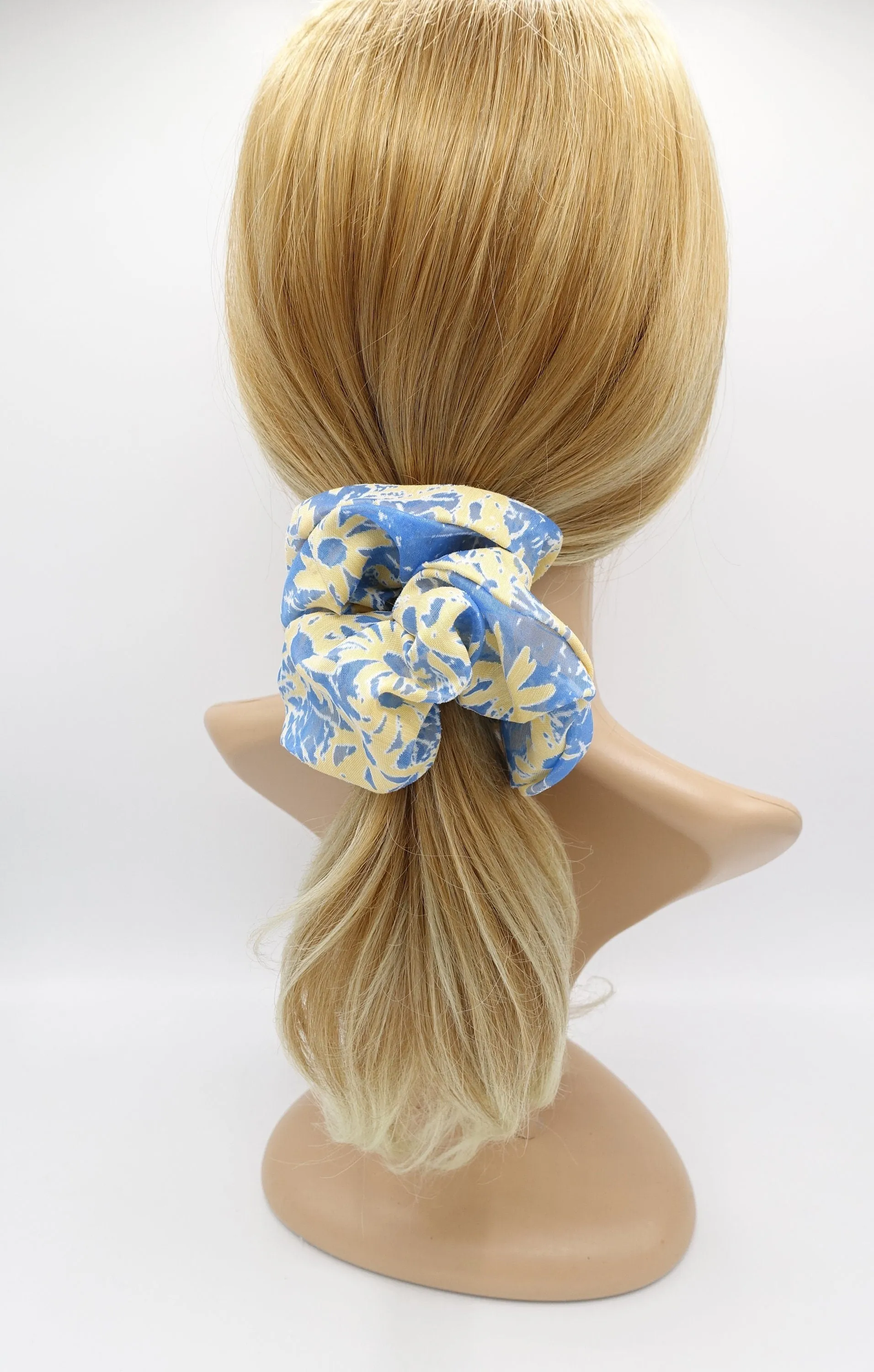 floral scrunchies, abstract print hair ties for women