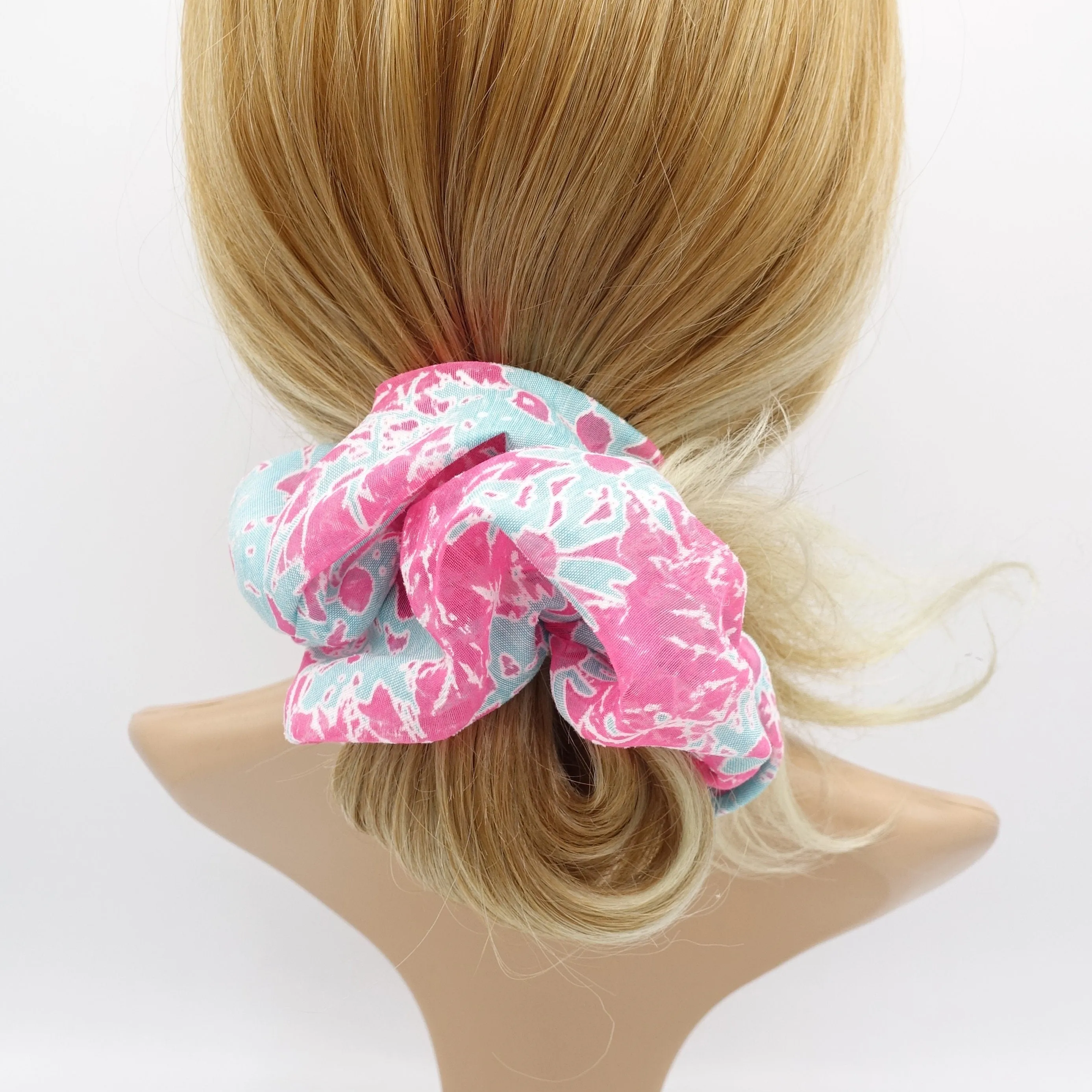 floral scrunchies, abstract print hair ties for women