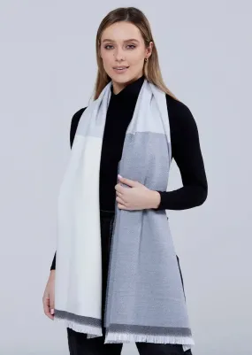 Foxford Giant Merino Scarf | Neutral Stripe