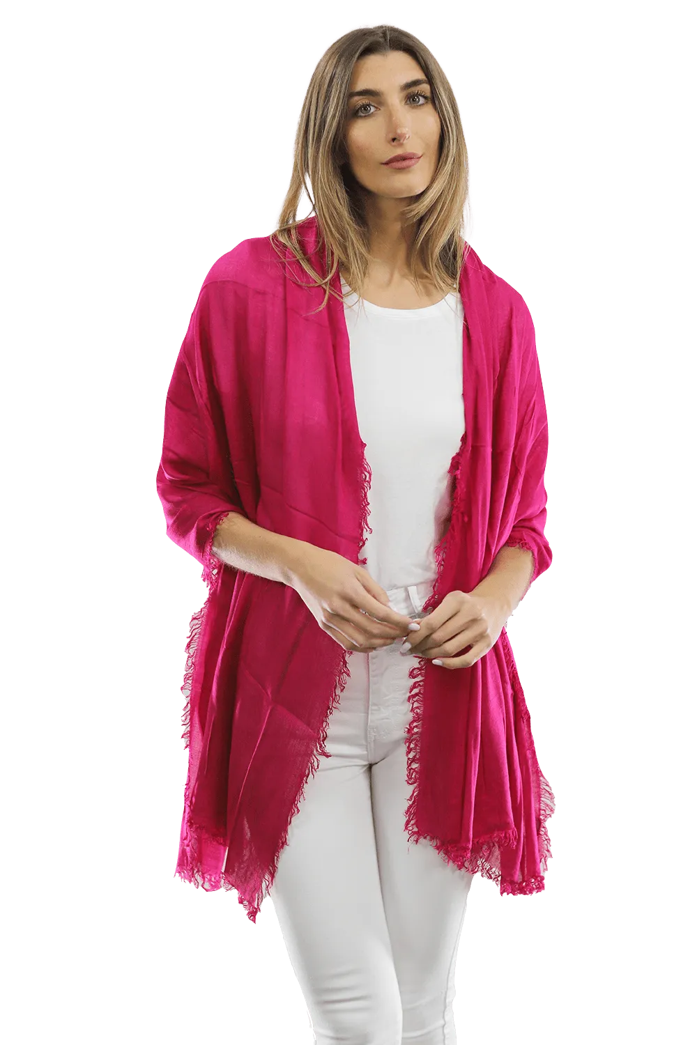 Fringe Pashmina - Fuchsia