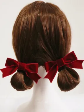 Girls Retro Velvet Bow Hair Clips (Pack of 2)