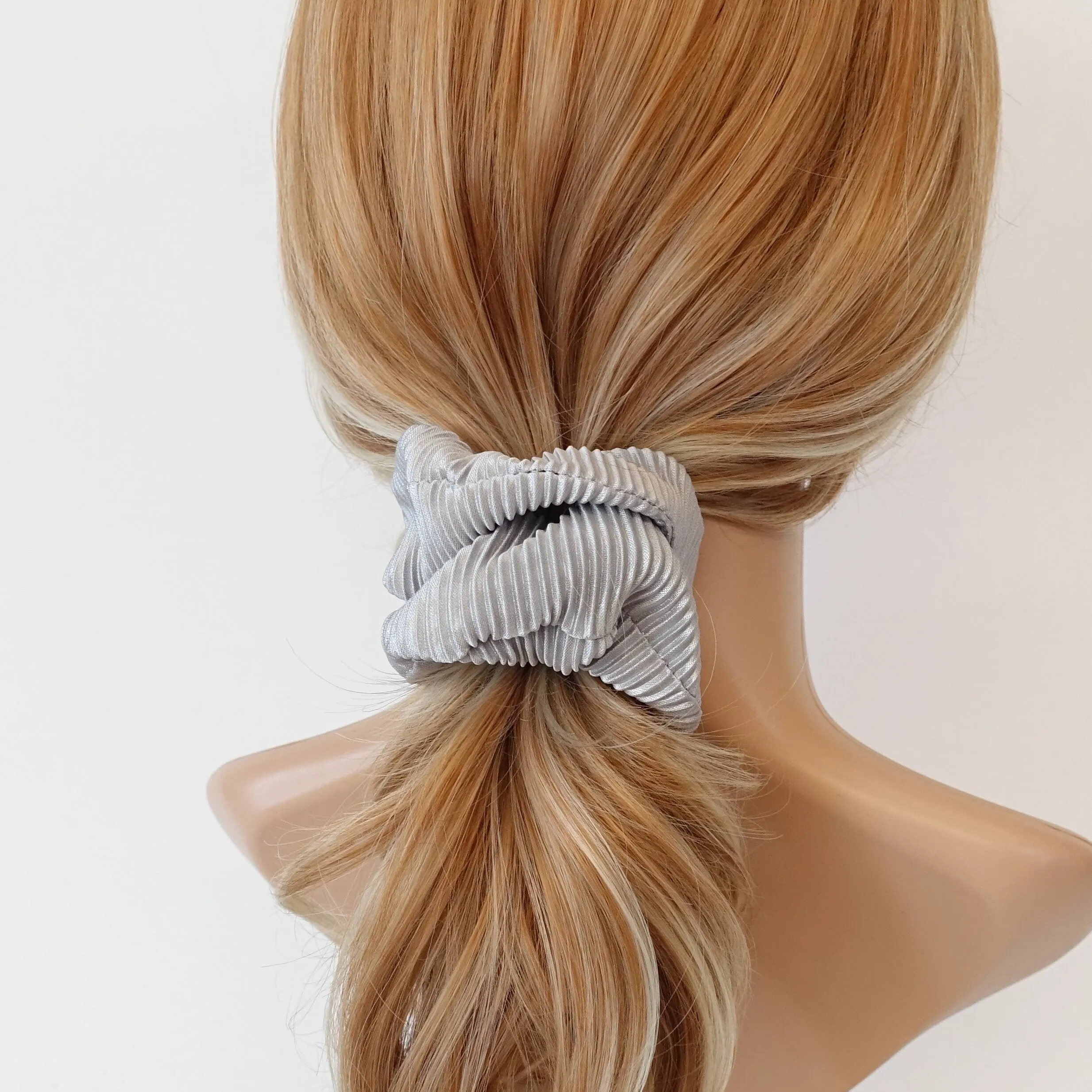 glossy pleated fabric scrunchies women hair elastic scrunchie