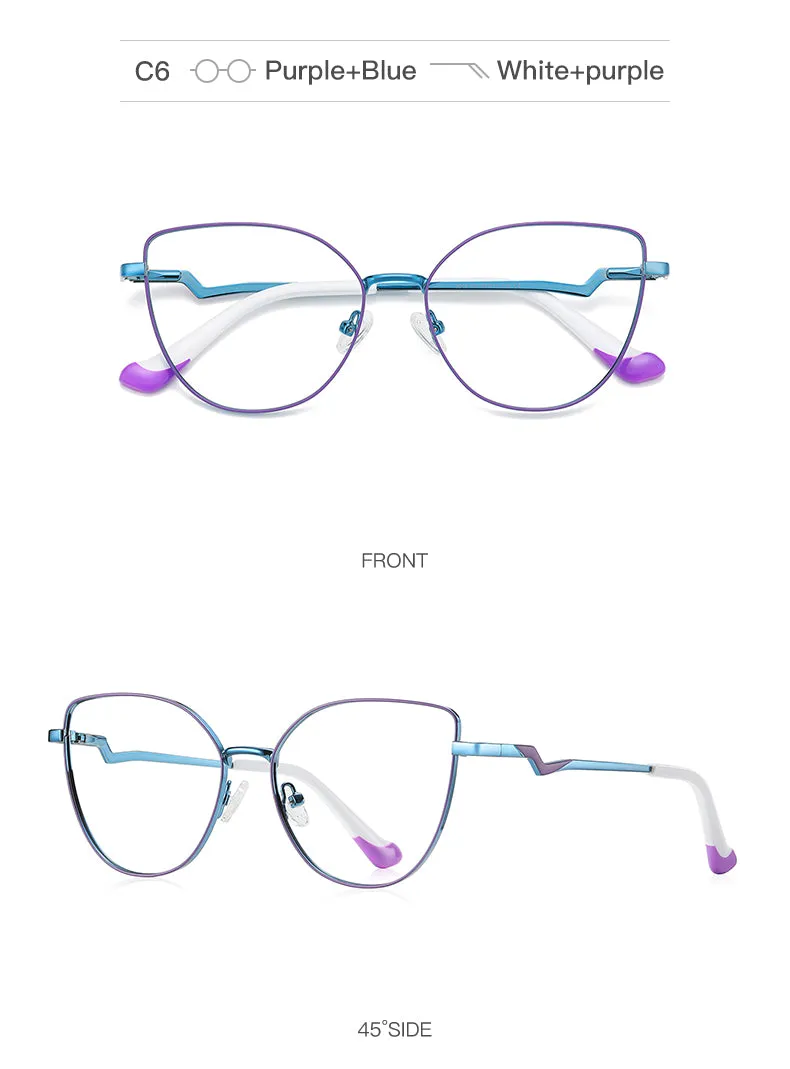 Gmei Women's Full Rim Alloy Cat Eye Frame Eyeglasses 3043