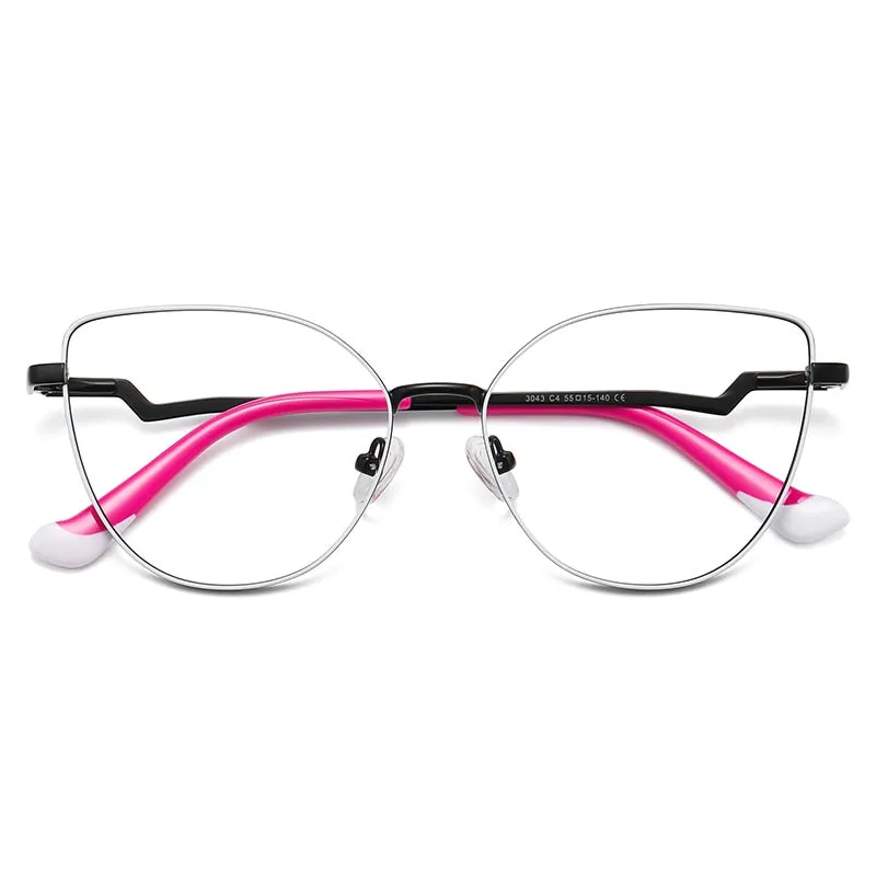 Gmei Women's Full Rim Alloy Cat Eye Frame Eyeglasses 3043